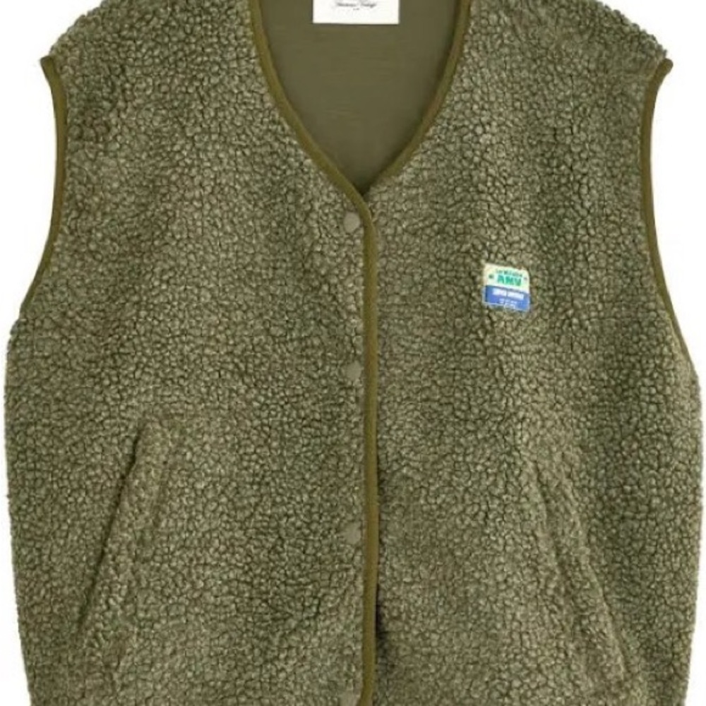 American Vintage Green Fleece Vest